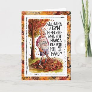Oude Man Herfst Humor Gezondheid Fitness Kaart