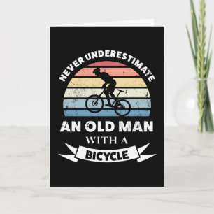 Oude man met een fiets grappig cadeau vader kaart