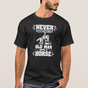 Oude man met een paard vat racen rodeo paard rac t-shirt