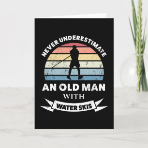Oude man met waterski's Grappig Cadeau Vader Kaart