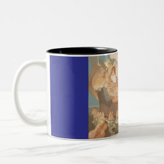 Oude Man nautische illustratie Tweekleurige Koffiemok (Links)