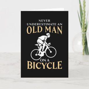 Oude man op een fiets Grappig fietscadeau Kaart