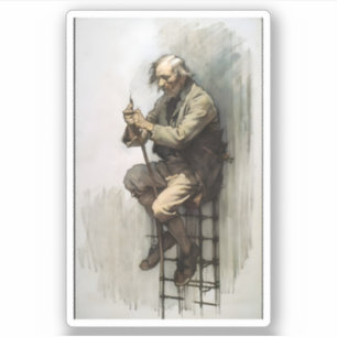 Oude Man schets Sticker