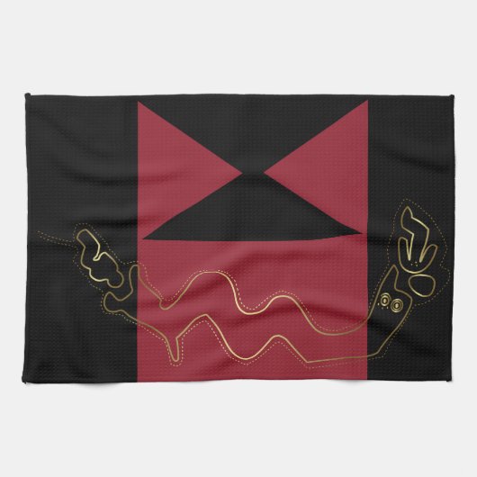 Oude Man - Tribale kunst Theedoek (Horizontaal)