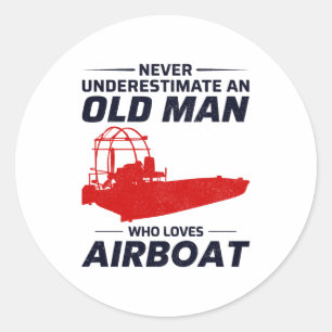 Oude Man Vliegboot Vliegtuig Vliegtuig Vliegtuig Ronde Sticker