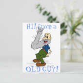Oude Man Waving Beard "HI!" van een OUDE MAN Brief Briefkaart (Staand voorkant)