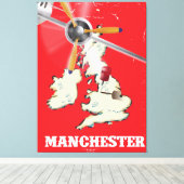 Oude Manchester Reisposter Canvas Afdruk (Insitu (Houten vloer))