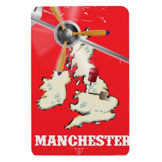 Oude Manchester Reisposter Magneet (Verticaal)