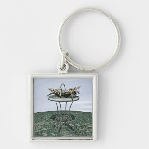 Oude mand met bloemen sleutelhanger
