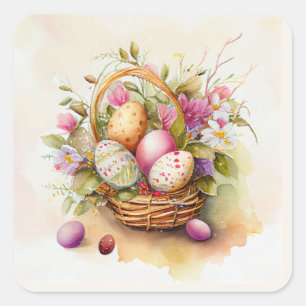 Oude Mand Pastel Paaseieren Vierkante Sticker