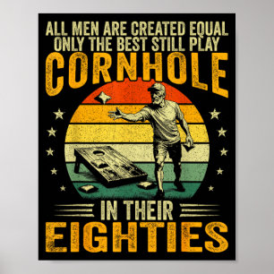 Oude mannen spelen cornhole in 80s grappige bean b poster