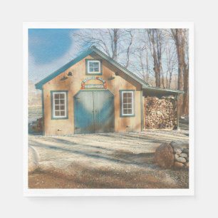 oude mapele-suikerschuur met fashioned servet