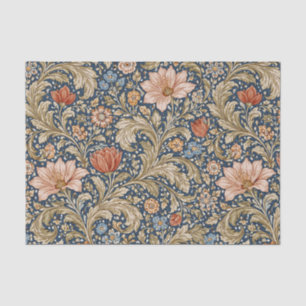 Oude marineblauwe bloemen tissuepapier