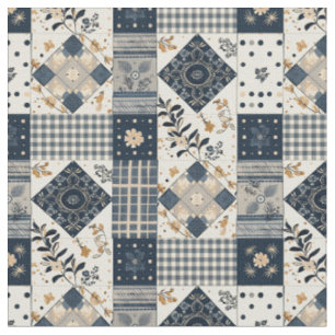 Oude marineblauwe patchwork cottagecore boerderijq stof
