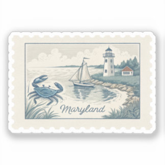 Oude Maryland Blauwe Krab Vuurtoren Stempel Sticker