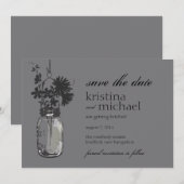 Oude Mason Pot & Wilde Bloemen Bewaar de Datum Save The Date (Voorkant / Achterkant)