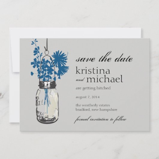 Oude Mason Pot & Wilde Bloemen Save the Date (Voorkant)
