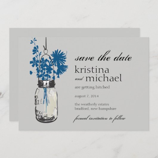 Oude Mason Pot & Wilde Bloemen Save the Date (Voorkant / Achterkant)