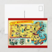 Oude Massachusetts kaart ansichtkaart (Voorkant / Achterkant)