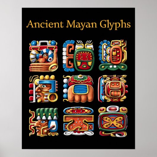 Oude Maya-glyphs Poster (Voorkant)