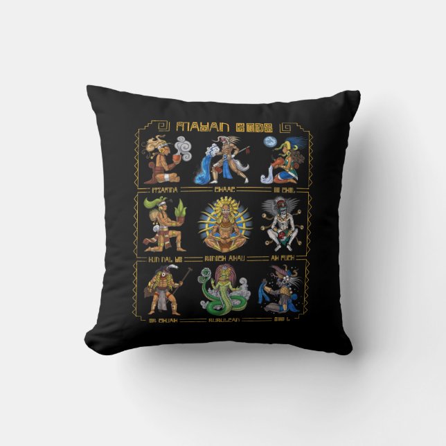 Oude Mayan Gods Kussen (Voorkant)