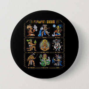Oude Mayan Gods Ronde Button 7,6 Cm