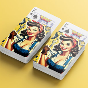 Oude mechanica pin-up pokerkaarten