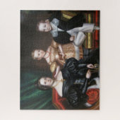 Oude meesters die vrouwen schilderen en twee kinde legpuzzel (Verticaal)