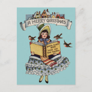 Oude Meisje en Kerstman Boek Feestdagenkaart