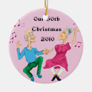 Oude mensen dansen, onze 50ste Kerstmis.. Keramisch Ornament