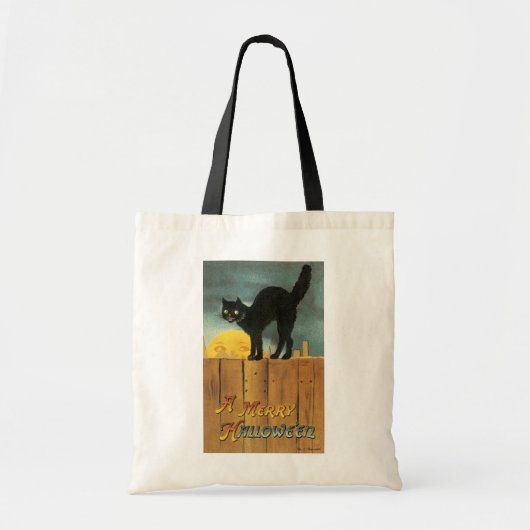 Oude Merry Halloween Kat van Ellen Clapsaddle Tote Bag (Voorkant)