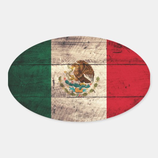 Oude Mexicaanse vlag Ovale Sticker (Voorkant)