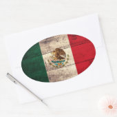 Oude Mexicaanse vlag Ovale Sticker (Envelop)