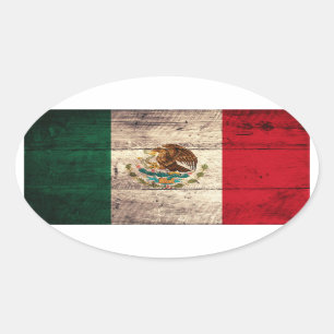Oude Mexicaanse vlag Ovale Sticker