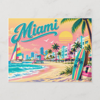 Oude Miami Beach-ansichtkaart. Feestdagenkaart