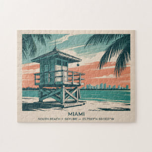 Oude Miami Florida South Beach Silhouette Reis Legpuzzel