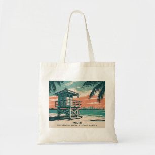Oude Miami Florida South Beach Silhouette Reis Tote Bag
