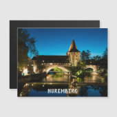 Oude middeleeuwse brug 's nachts in Neurenberg (Voorkant / Achterkant)