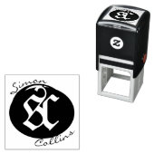 Oude middeleeuwse ExLibris Monogram en handtekenin Zelfinktende Stempel (In situ)