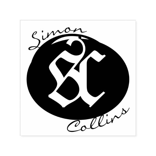 Oude middeleeuwse ExLibris Monogram en handtekenin Zelfinktende Stempel (Design)