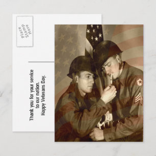 Oude militair foto dank je veteranen ansichtkaart briefkaart