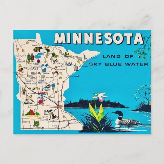 Oude Minnesotacaart op ansichtkaart Briefkaart (Voorkant)