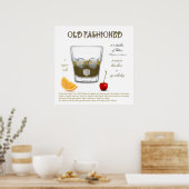 Oude mode- Cocktail Recipe Poster (Keuken)