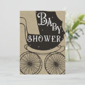 Oude Mode  Pram Carriage Baby shower Kaart (Staand voorkant)