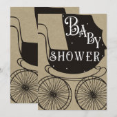Oude Mode  Pram Carriage Baby shower Kaart (Voorkant / Achterkant)