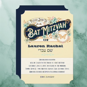 Oude Mode Stijl Bat Mitzvah Kaart