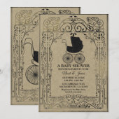 Oude Mode Vintage Koets Deco Baby Shower Kaart (Voorkant / Achterkant)
