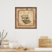  Oude Modekunst. Auteur / Schrijverscadeau Poster (Keuken)