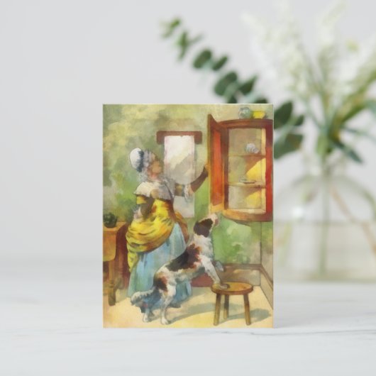 Oude moeder Hubbard Briefkaart (Staand voorkant)