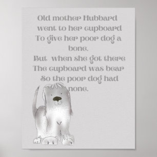 Oude moeder Hubbard leuke cartoon leuk in grays Poster